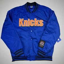 NBA Ultra Game New York Knicks Satin Bomber Varsity Jacket Men’s Medium Blue NWT