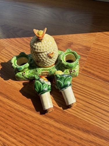 VTG Beehive Floral Beehive Sugar Holder 4 Piece Salt & Pepper Shaker Japan (Q2) - Picture 13 of 18