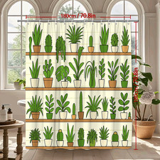 Green Plant Shower Curtain for Bathroom Decor