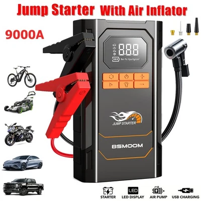 12V 9000A Jump Starter with Air Compressor Portable Power Bank & Tire Inflator - Image 1 of 4