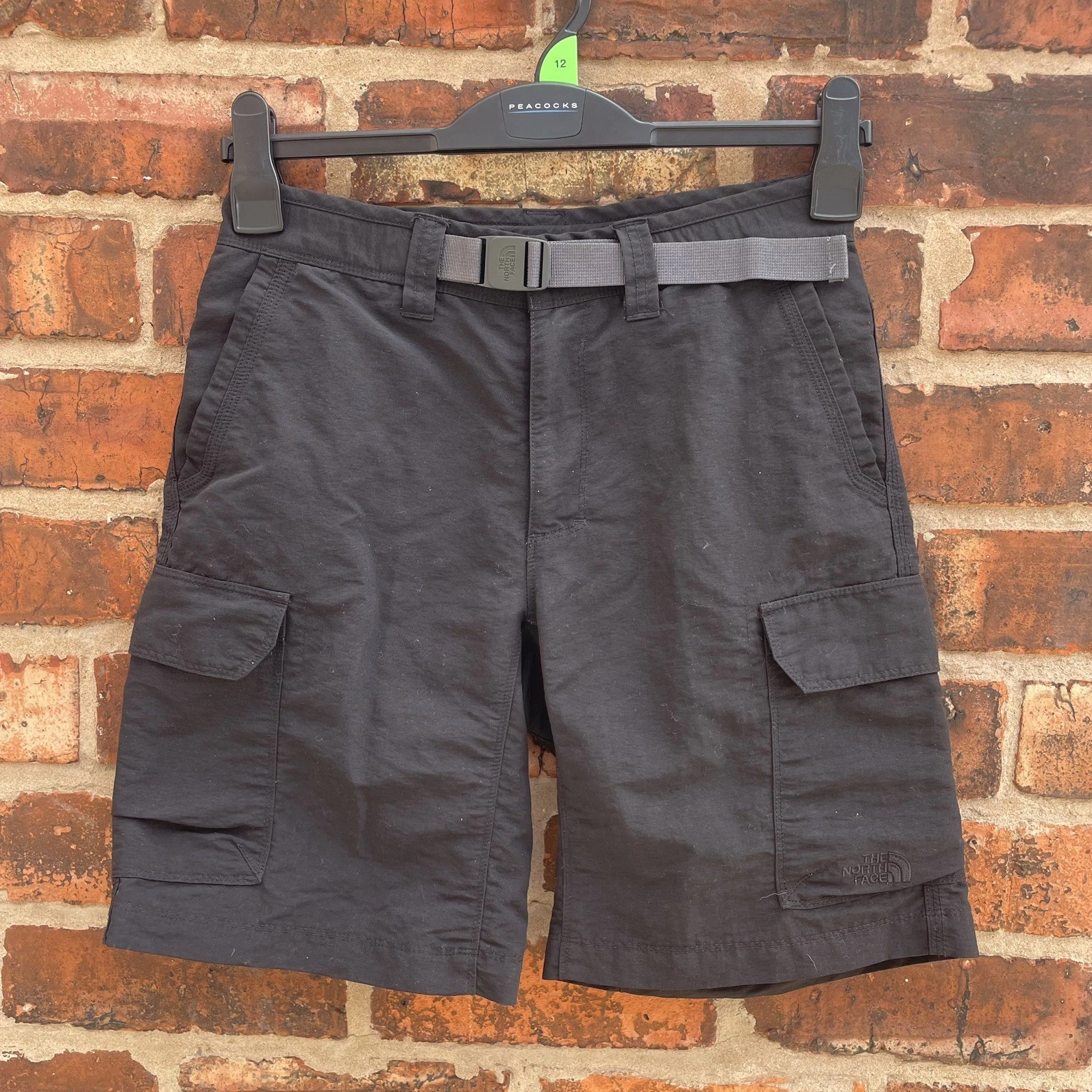 The North Face Hiking Cargo Shorts Belted Loose fit Lightweight Black Mens W28