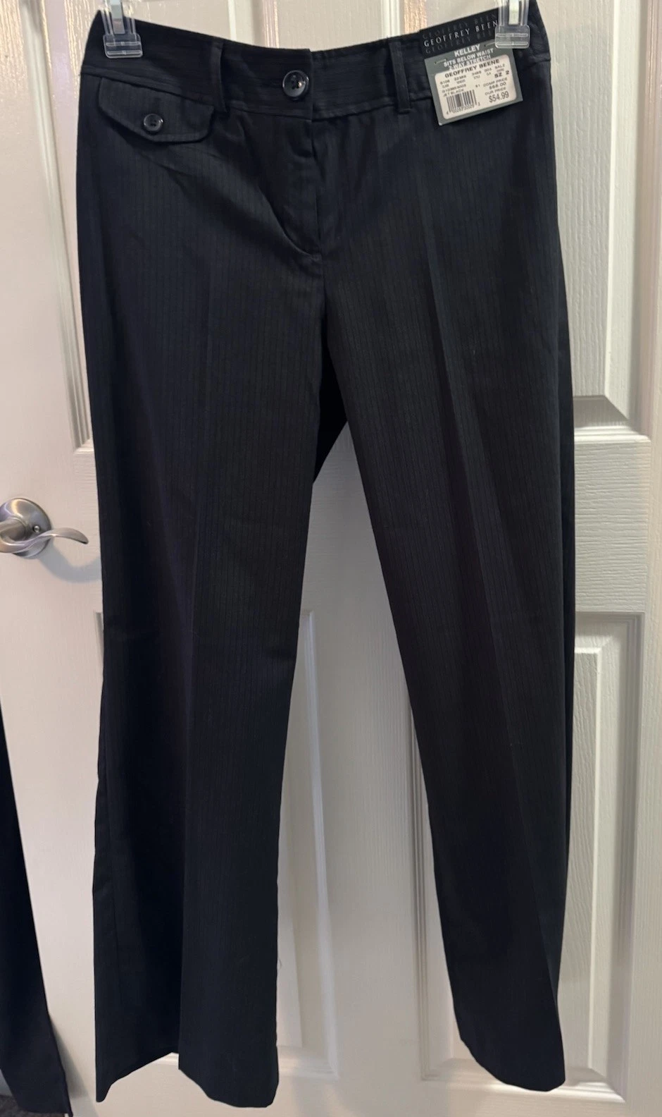 Geoffrey Beene Jet Black Pinstripe Dress Pants Size 2 NWT