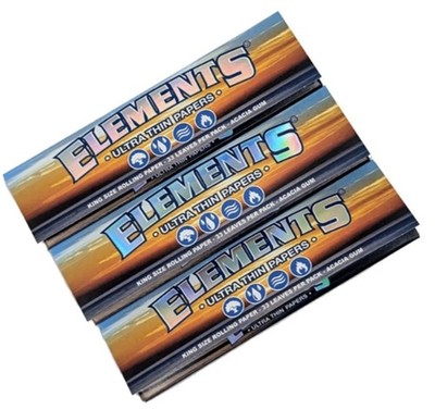 ELEMENTS Connoisseur King Size Longpapers 3St. Slim Ultra Thin Rice Papers Tips