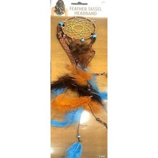Feather Tassel Headband Dreamcathcher Style Blue Brown Birthday Dress Up New