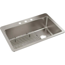Avenue 33 In. Drop-In/Undermount Single Bowl 18-Gauge Stainless Steel Kitchen...