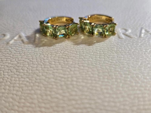 Pandora Ale Met Green Gemstone Hoop Earrings