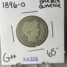 1896 O Key better date BARBER  QUARTER  In Good++ Condition XX228