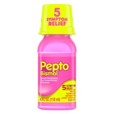 Pepto Bismol Liquid Stomach Relief 4 Fl Oz 5 Symptoms Nausea Heartburn Diarrhea