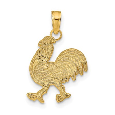 10K Gelbgold Hahn Form Charm Anhänger L 21mm, B 13mm