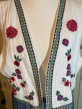 Embroidered Cotton Cheesecloth Bolero/waistcoat One Size Excellent Condition