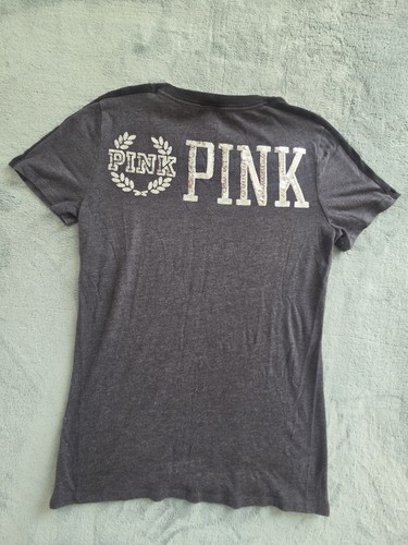 Victoria's secret pink Bling Tshirt Gray/black Size Large