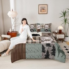 Rustic Farmhouse Kids Comforter Set Size,Deer Antlers Bear Full Adventure 11