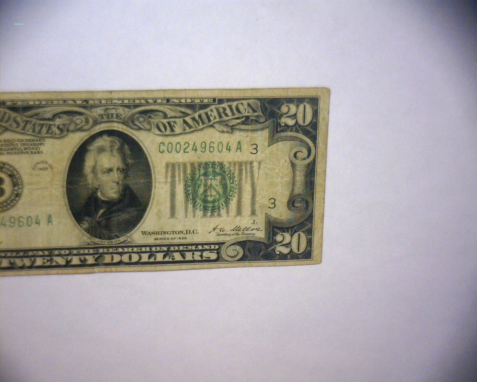 1928 $20 Federal Reserve Note “REDEEMABLE IN GOLD”🌟LARGE 3🌟Philadelphia Pa. - Image 4 of 4