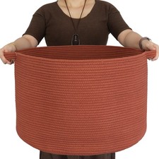 Extra Large Cotton Rope Basket Blankets Basket Living Room 22"x14" Baskets fo...