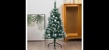 Artificial Flocked Christmas Tree Green/White Unlighted 90cm Plastic/Metal