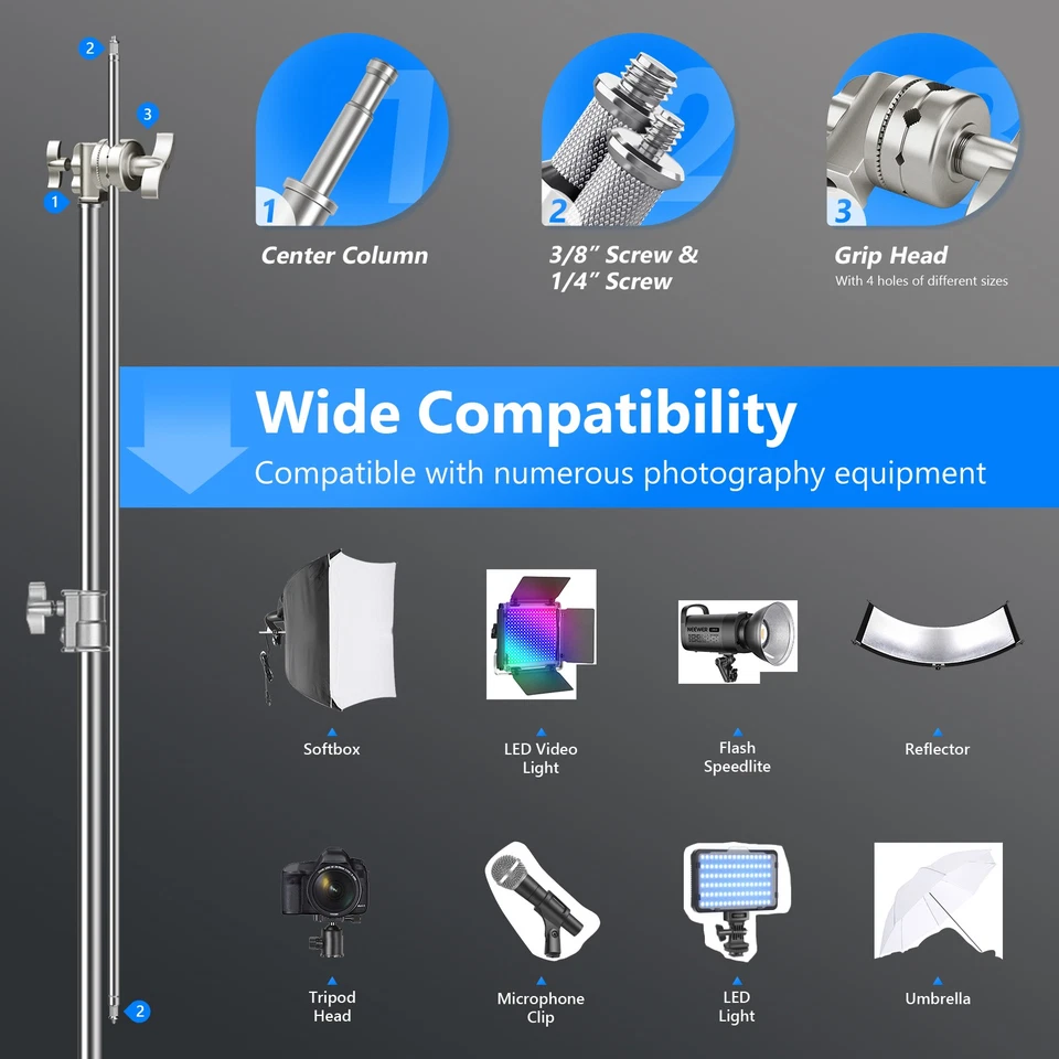 Soporte en C NEEWER SC320D Pro con brazo de brazo, altura máxima de 10,5 pies para equipo de estudio Foto 3 de 4