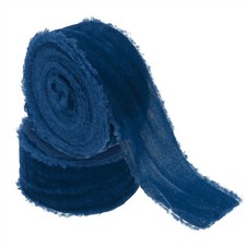 2Roll Velvet Ribbon 1-1/2"x3Yd Handmade Frayed Vintage Ribbons Navy Blue