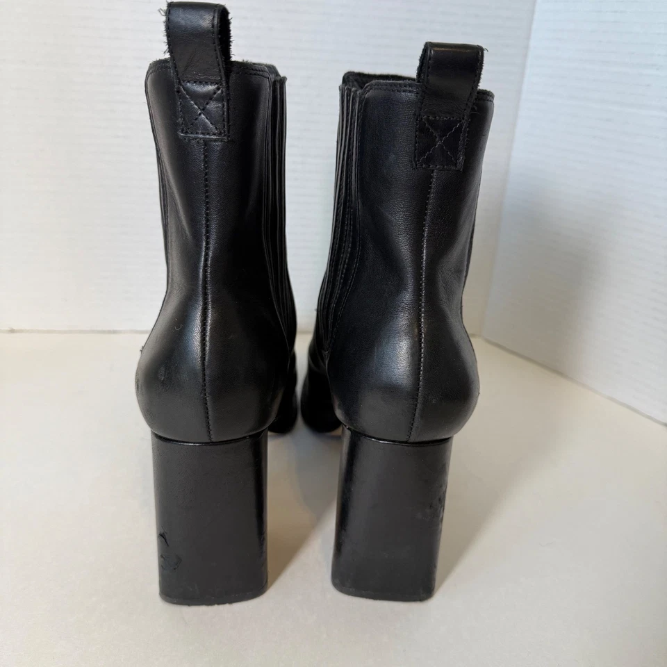 Botines Chelsea Bernardo de cuero negro con plataforma de tacón ancho para mujer talla 11M Foto 4 de 4