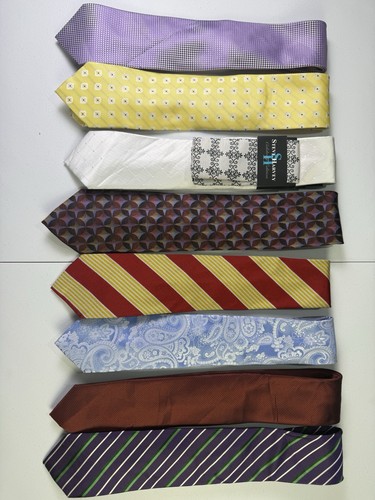 Lot of 8 Neckties: Various Brands - All Great Clean - Colors & Patterns Vary