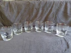 Vintage Federal Glass Silver Rimmed Game Bird Low Ball Whiskey Glasses