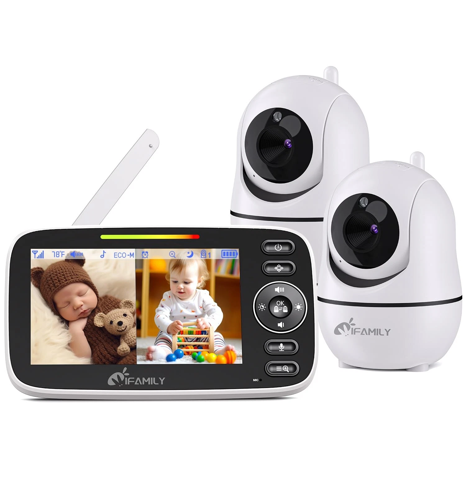 iFamily Split Screen Video Baby Monitor with 2 Cameras Night Vision