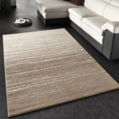 Moderner Designer Teppich Kurzflor Flachflor Velours Farbverlauf In Creme Beige - Bild 1 von 3
