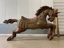 Fine Antique Old American Folk Art Wood Carved Carousel Horse - WOW