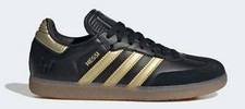 JR6349 Grade School Adidas SAMBA INDOOR 'CORE BLACK GOLD METALLIC GUM'