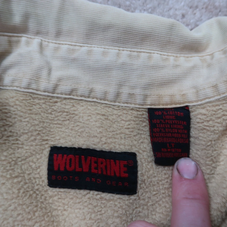 Wolverine Button Front Shirt Men's Large Tall Fleece Lined Beige Workwear - Image 3 of 4