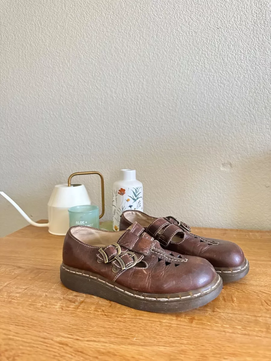 Vintage Dr Doc Martens Mary Jane Brown Smooth Leather US 6 (W) LIMITED EDITION!