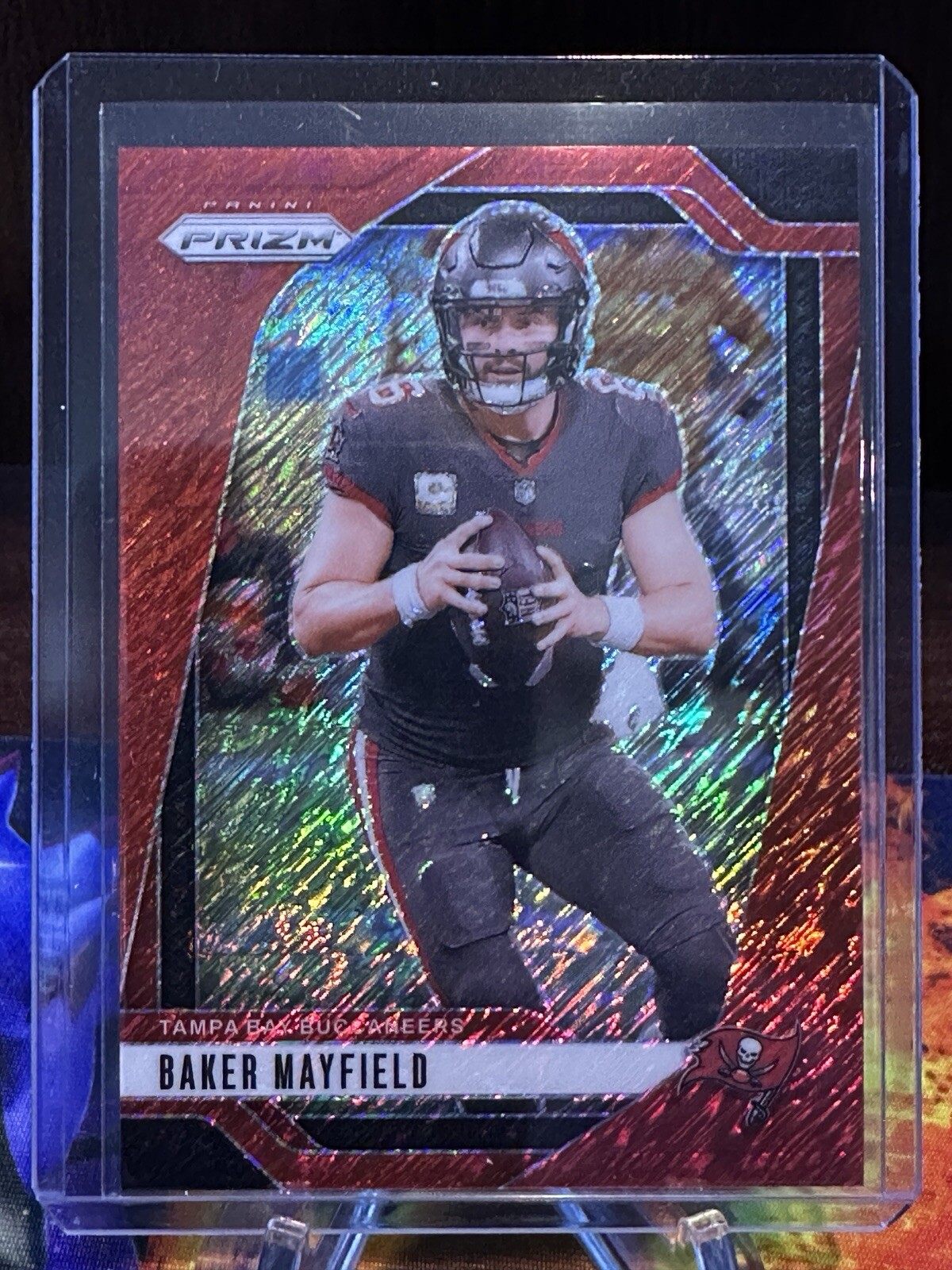 2024 Prizm Football FOTL Baker Mayfield Color Match Red Shimmer Prizm # /35