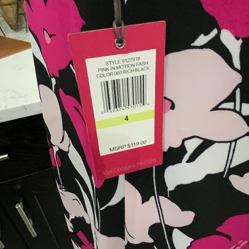 Vince Camuto Size 4 Sheath Dress Floral Pink Black Knee Length Feminine New $119 - Picture 6 of 15