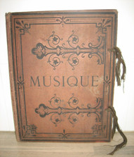 Ancien Range Porte documents partitions de Musique Cartonné & tissu