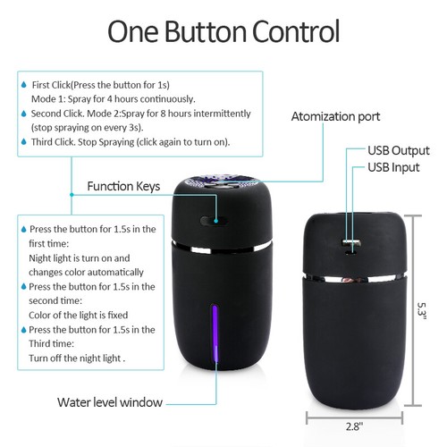 200ML Portable USB LED Light Air Humidifier Diffuser Aroma Mist Oil Purifier Car - Picture 4 of 42