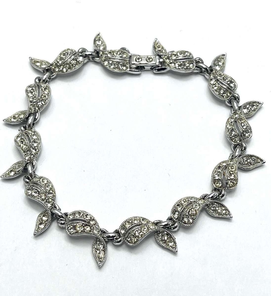 Vintage Lisner Rhinestone Silver Bracelet