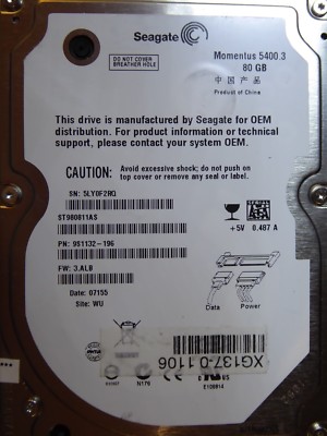 Seagate ST980811AS | P/N: 9S1132-196 | 3.ALB | WU | 80GB