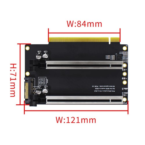PCIe 3.0 x16 1 to2 Expansion Card Split Card PCIe-Bifurcation x16 to x8x8 40.4mm - Picture 7 of 7