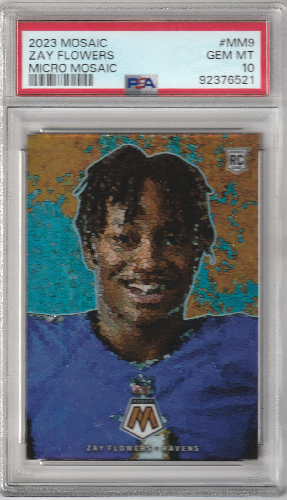 2023 Mosaic ZAY FLOWERS Micro Mosaic PSA 10 RC Case Hit Baltimore Ravens