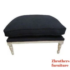 Antique French Ottoman Foot Stool Bench Regency Louis XV Oversized Carved