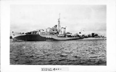 British Royal Navy Battleship HMS Nepal SHIPPING NAVAL OLD PHOTO