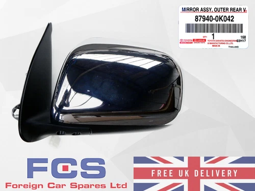 NEW GENUINE 05-12 TOYOTA HILUX LH NS LEFT SIDE WING MIRROR CHROME 87940-0K042