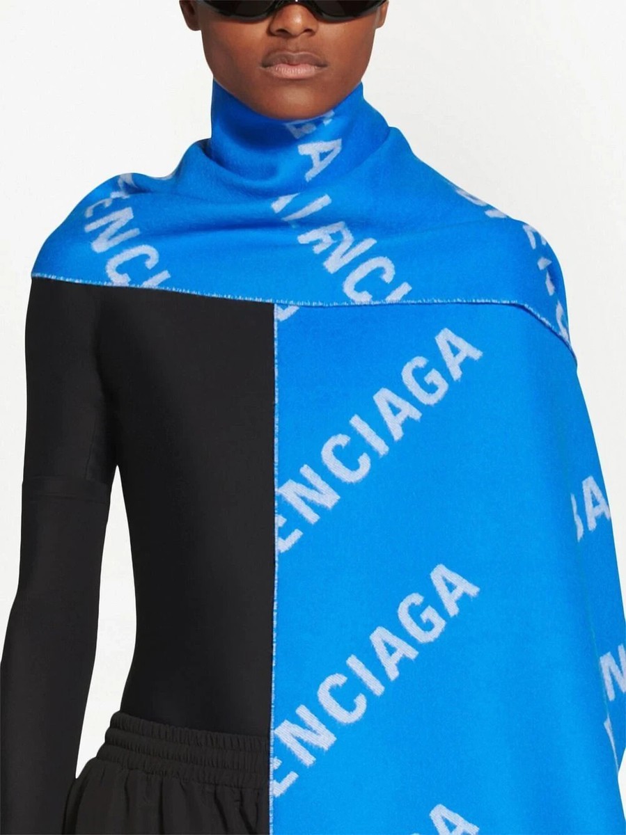 Balenciaga Allover Logo Macro Scarf New With Tags Blue | eBay Balenciaga Allover Logo Macro Scarf New With Tags Blue | eBay