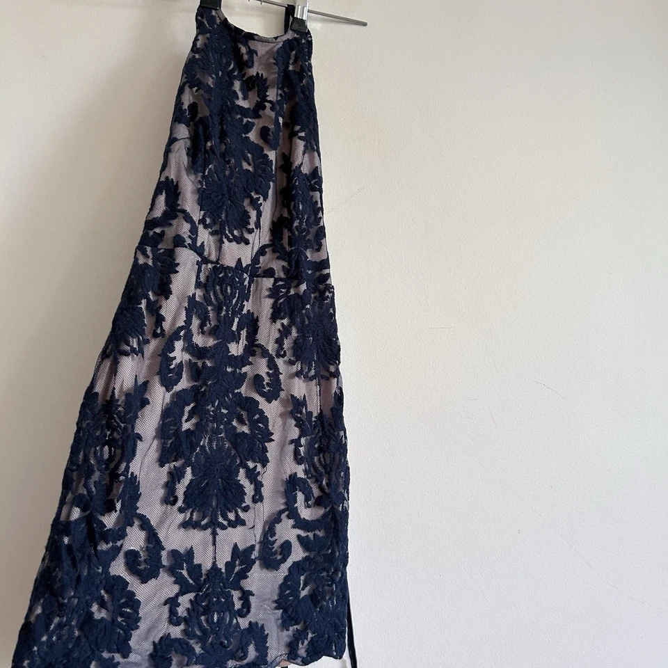 Angel Biba Navy Blue Lace Dress Formal Party Mini Lace Up Back  - image 3 of 4