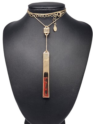 Linea By Louis Dell'Olio QVC Goldtone Vertical Bar Y-Drop Minimalist Necklace 
