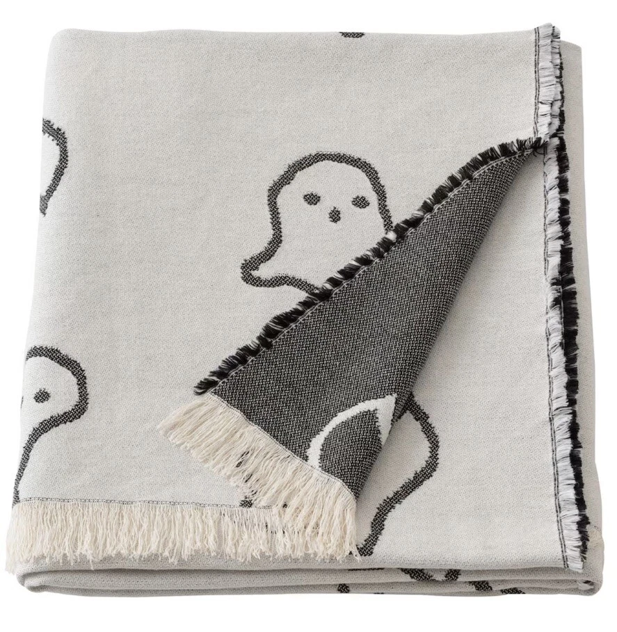 IKEA Halloween Ghost KUSTFYR Tiro Decorativo Con Flecos Algodón Suave 51x67 Foto 2 de 4