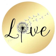 GOLD FOIL LOVE DANDELION ENVELOPE SEALS LABELS STICKERS PARTY FAVORS