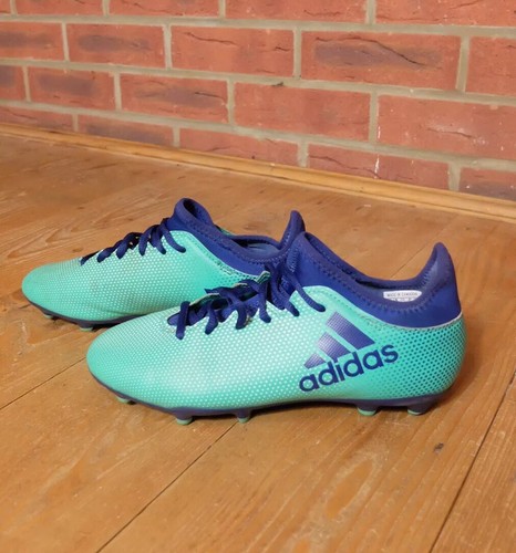 Adidas Junior Fußballschuhe x 17,3 feste Bodenstollen UK 4,5 grün blau CP8993 - Bild 8 von 12