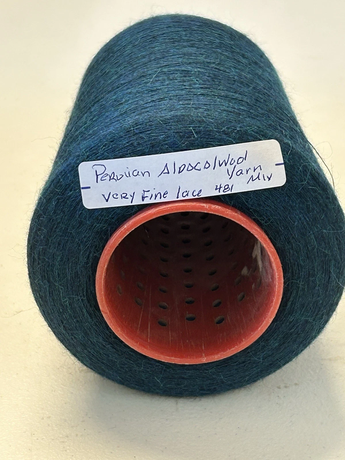 Spool Cone Peru Soft #0 Alpaca Wool Yarn Mix 1lb 8oz 688gr 481 Teal Blue A - product detail image 5