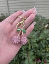 Sparkling Rhinestone Cherry Keychain, Bag Charm, Purse Charm