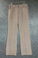 Vintage Levi's Sta Prest Slacks Mens 36x32 Brown Houndstooth 70s Wide Leg Pants
